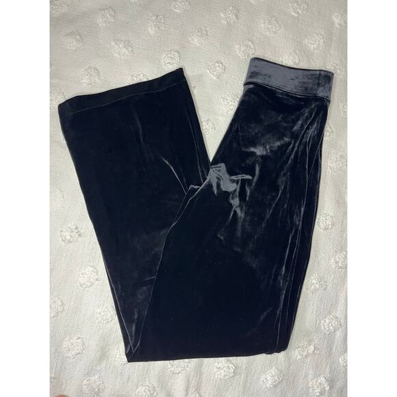 Spanx Black Velvet Split Hem Wide Leg Pant Pull On Women’s L Shaping Slimming - Picture 6 of 10